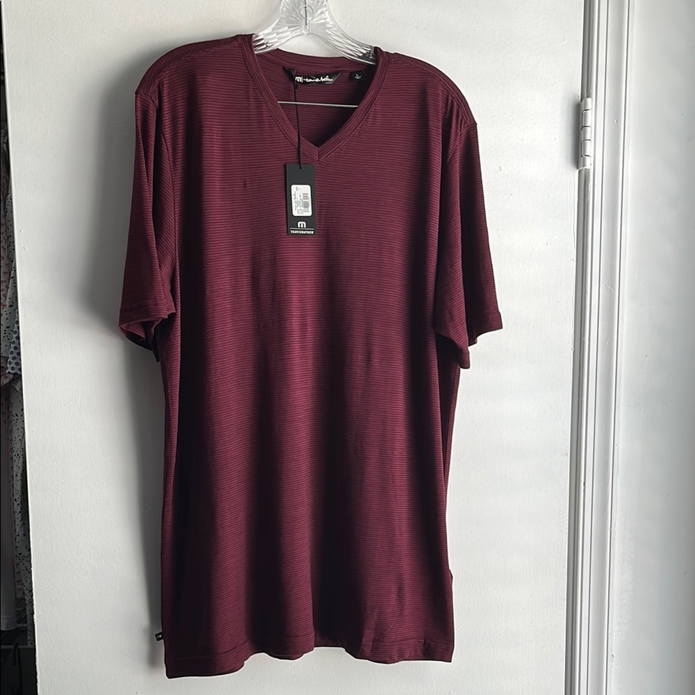 Travis Mathew Maroon V-Neck Men's Shirt